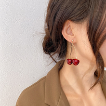 Load image into Gallery viewer, Double Cherry Drop Earrings

