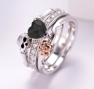 Gothic Skull Silver Rings Set For Women