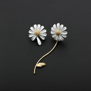 White Enamel Daisy Flower Vintage Elegant ring set