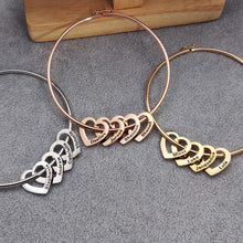 Load image into Gallery viewer, Mother&#39;s Day Gift Family Bangle Bracelet with Heart Shape Pendants
