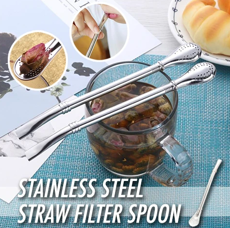 3-in-1 Stainless Steel Straw Filter Spoon