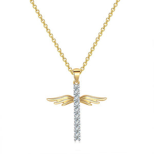 Angel wings cross necklace