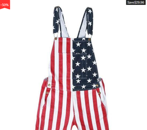 American Flag Unisex Overalls Shorts