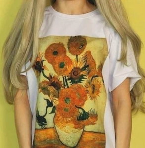 Summer Fashion Top Tee Van Gogh Sunflower Van Gogh 3D Printed T-Shirt