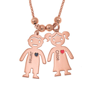 Necklace With Engraved Children Charms