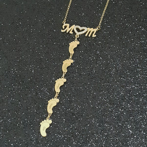 Inlay Mom Necklace With Baby Feet