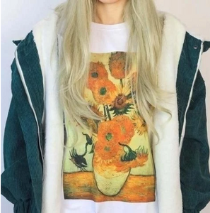 Summer Fashion Top Tee Van Gogh Sunflower Van Gogh 3D Printed T-Shirt