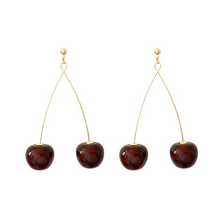 Load image into Gallery viewer, Double Cherry Drop Earrings
