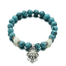 Load image into Gallery viewer, Natural Stone Luminous Lotus Charm Bracelet
