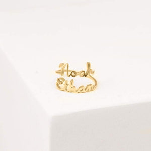 DOUBLE NAME RING • TWO NAME RING-PERSONALIZED GIFT FOR MOM (BEST FRIEND GIFT) JUST FOR U