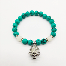 Load image into Gallery viewer, Natural Stone Luminous Lotus Charm Bracelet
