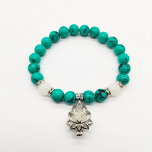 Natural Stone Luminous Lotus Charm Bracelet