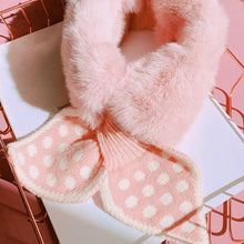 Load image into Gallery viewer, Peach Heart Polka Dot Plush Scarf
