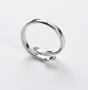 High-Quality S925 Love Hug Ring Silver Color Open Ring for Women Jewelry Gifts for Lovers