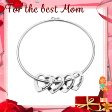 Load image into Gallery viewer, Mother&#39;s Day Gift Family Bangle Bracelet with Heart Shape Pendants
