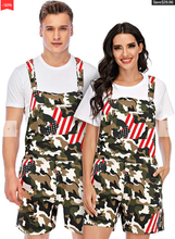 Load image into Gallery viewer, American Flag Unisex Overalls Shorts
