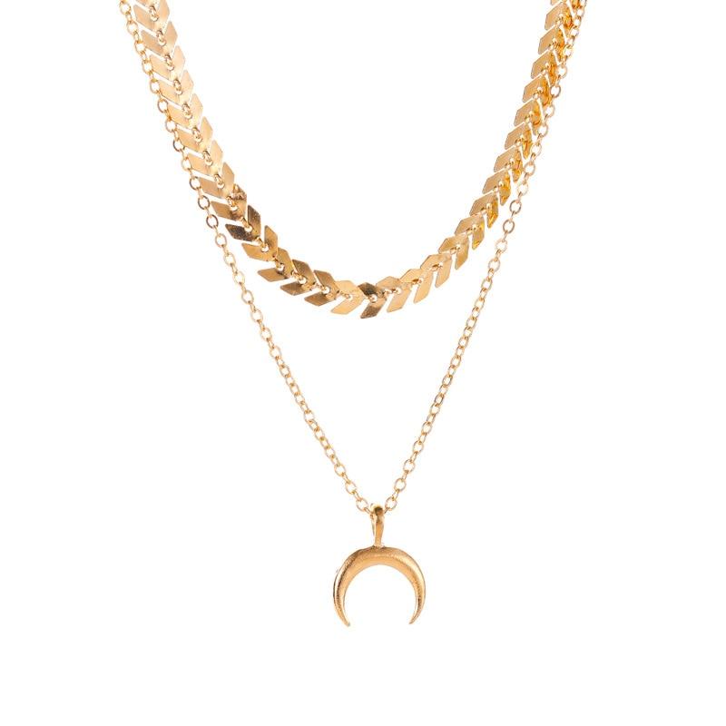 Crescent Moon Layered Necklace