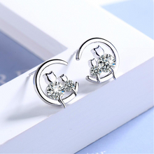 Load image into Gallery viewer, Silver Cat &amp; Moon Earrings
