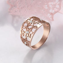 Load image into Gallery viewer, Hollow Flower &amp; Crystal Ring
