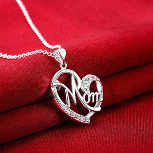 'Mom' Heart Pendant Necklace