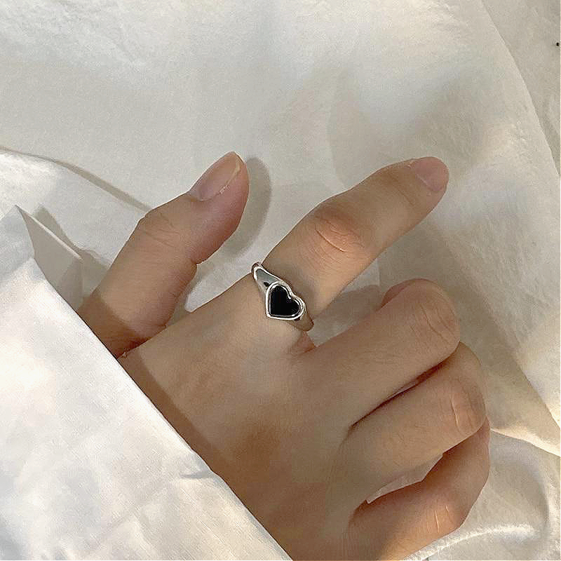 Black Heart Sterling Silver Ring