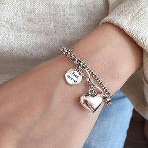 'Love Forever' Silver Charm Bracelet