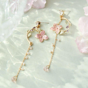 Pink Flower Drop Earrings