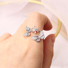 Load image into Gallery viewer, Butterfly &amp; Flower Crystal Ring
