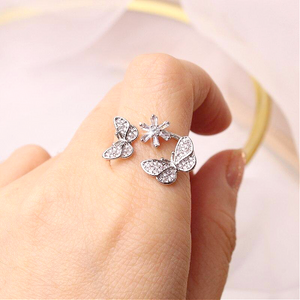 Butterfly & Flower Crystal Ring