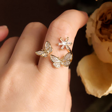 Load image into Gallery viewer, Butterfly &amp; Flower Crystal Ring
