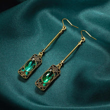 Load image into Gallery viewer, Emerald Green Crystal Earrings
