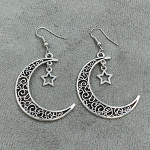 Load image into Gallery viewer, Silver Crescent Moon Earrings
