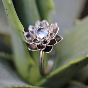 Moonstone Lotus Flower Ring