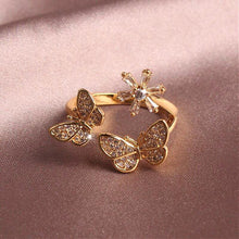 Load image into Gallery viewer, Butterfly &amp; Flower Crystal Ring
