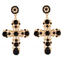 Load image into Gallery viewer, Rhinestone Statement Cross Earrings
