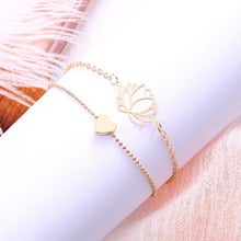 Load image into Gallery viewer, Lotus &amp; Heart Bracelet Set
