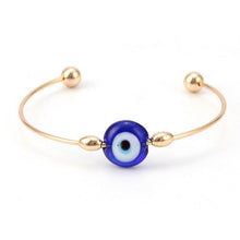 Load image into Gallery viewer, Blue Evil Eye Copper Bangle
