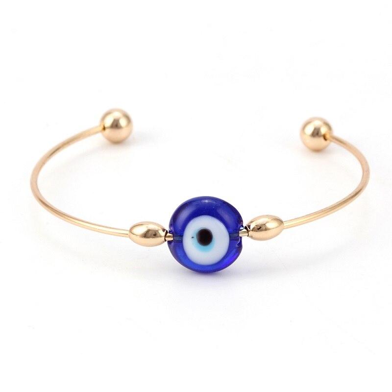 Blue Evil Eye Copper Bangle