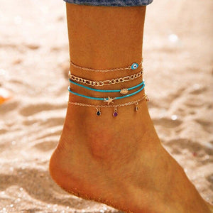 Evil Eye Charm Anklet Set