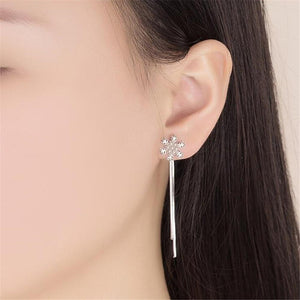 Snowflake Silver Drop Earrings