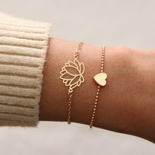 Load image into Gallery viewer, Lotus &amp; Heart Bracelet Set
