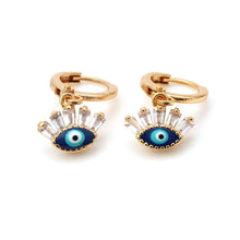 Load image into Gallery viewer, Evil Eye Mini Hoop Earrings
