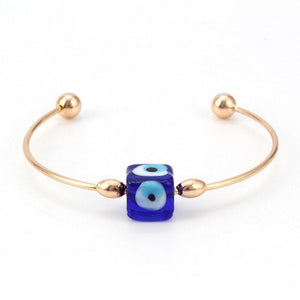 Blue Evil Eye Copper Bangle