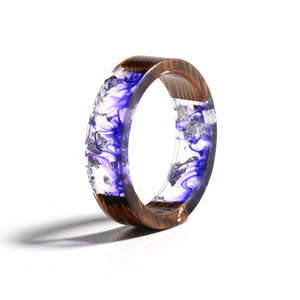 Violet Dried Wood Flower Ring
