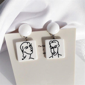 Abstract Face Drop Earrings