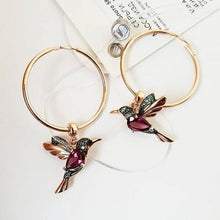 Load image into Gallery viewer, Hummingbird Hoop Earrings
