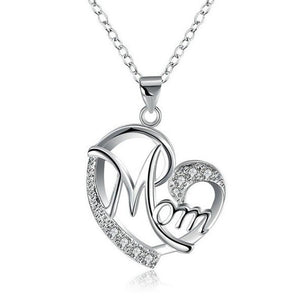 'Mom' Heart Pendant Necklace