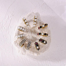 Load image into Gallery viewer, Pearl &amp; Rhinestone Hoop Earrings
