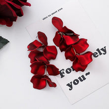 Load image into Gallery viewer, Red Flower Petal Earrings
