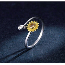 Load image into Gallery viewer, 925 Sterling Silver Sunflower Open Finger Rings
